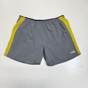The North Face Men's Large Lined Shorts‎ Flashdry Gray Yellow 5" Inseam